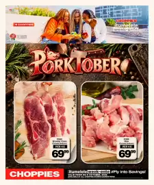 Choppies catalogue Page 16: PORK Shoulder Chops €69,99, PORK Stew €69,99