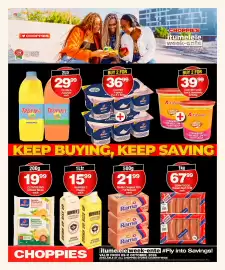 Choppies catalogue Page 9: Clover Family Snack Strawberry €39,99, Senn Foods Russian Beef/Chilli €67,99