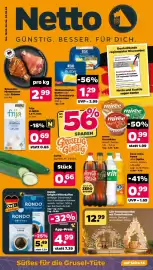 Netto Prospekt woche 43 Seite 1: Schweine-Hinterhaxen oder Eisbein €2,99, Weihenstephan Butter oder Die Streichzarte €1,29