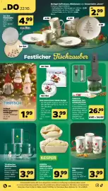 Netto Prospekt woche 43 Seite 32: KESPER Gärkörbchen oval oder rund €9,99, Glas-Untersetzer XMAS-Design €3,99