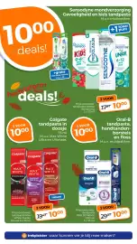Trekpleister folder Pagina 13: Oral-B tandpasta, handtandenborstels en floss €10,00, Colgate tandpasta in doosje €10,00