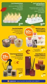 Trekpleister folder Pagina 54: Bolsius geur-assortiment True Scents €3,75, Led theelichten €2,99