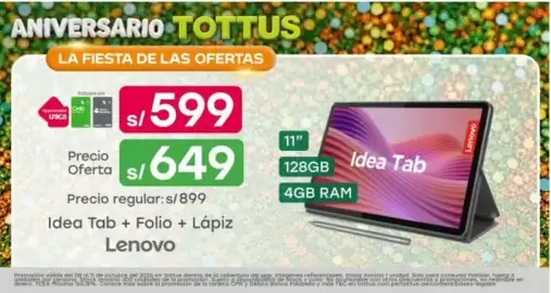 Catálogo Tottus semana 41 Página 5: ANIVERSARIO TOTTUS LA FIESTA DE LAS OFERTAS Opertand CMR única exchailvo.con S/599 S/649
