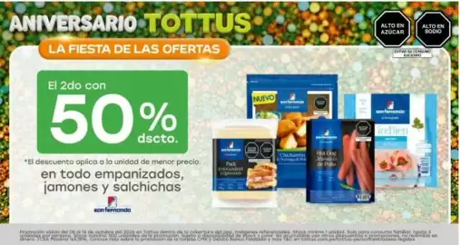 Catálogo Tottus semana 41 Página 7: ANIVERSARIO TOTTUS LA FIESTA DE LAS OFERTAS El 2do con 50% dscto. *El descuento aplica a