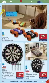 ALDI folder | Speelgoed Special Pagina 32: CRANE Elektronisch dartbord of tafelflipperkast €19,99, Stuntauto €7,99