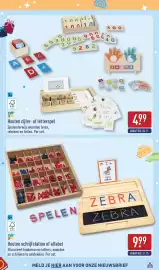 ALDI folder | Speelgoed Special Pagina 5: Houten cijfer- of letterspel €4,99, Houten schrijfstation of alfabet €9,99