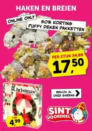 Boekenvoordeel folder Pagina 24: Avec crochet your own christmas wreath €4,99, Alize puffy deken pakketten €17,50