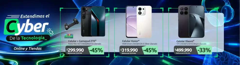 Catálogo PC Factory Página 6: Celular €319.990,00, Xiaomi - celular €499.990,00