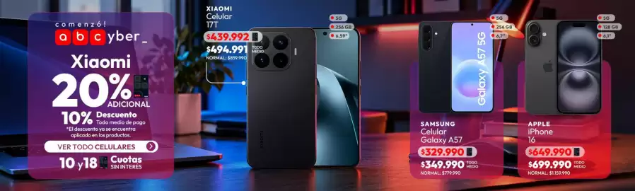 Catálogo Abc Página 2: Apple - iphone 16 €649.999,00, Xiaomi - celular 17t €439,99