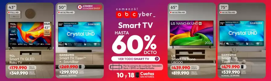 Catálogo Abc Página 3: Lg - smart tv nano u80000 €439.990,00, Tcl - smart tv qled roku tv €179.990,00