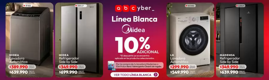Catálogo Abc Página 4: Lg - lavadora automatica €549.990,00, Mademsa - refrigerador side by side €349.990,00