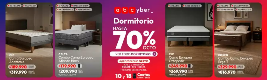Catálogo Abc Página 5: Rosen - combo cama europea ergo t €329.990,00, Cic - cama europea ortopedic €249.990,00