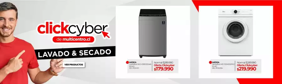 Catálogo Multicentro Página 1: Midea - lavadora mls-095ge04n €179.990,00, Midea - secadora md 100a100w2 10 kg €219.990,00