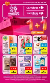 Carrefour gazetka tydzień 42 Strona 1: Czekolada, Alpejskie Mleczko MILKA €1,00, Praliny MERCİ €1,00