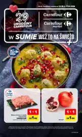 Carrefour Market gazetka tydzień 42 Strona 1: Mięso mielone z łopatki wieprzowej CARREFOUR €1,00, Granat* €1,00