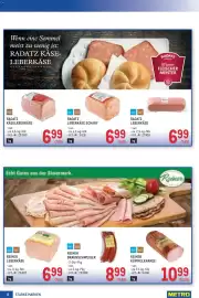 Metro Flugblatt Seite 8: Reiner Kümmelkarree €10,99, Radatz Käseleberkäse €6,99