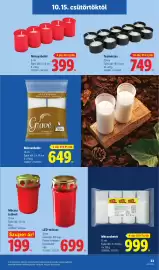 Lidl akciós újság hét 42 Oldal 23: Mécsesbetét €399,00, Teamécses €749,00