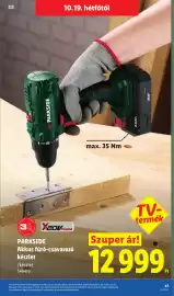 Lidl akciós újság hét 42 Oldal 47: Parkside akkus fúró-csavarozó készlet €12.999,00