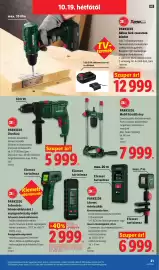 Lidl akciós újság hét 42 Oldal 21: Parkside mobil fúróállvány €7.999,00, Parkside ütvefúró €5.999,00