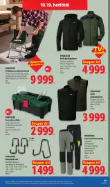 Lidl akciós újság hét 42 Oldal 25: Parkside férfi polármellény €3.999,00, Parkside kampókészlet €1.499,00