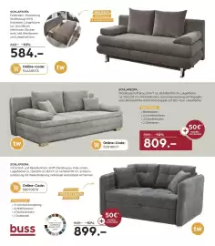 Möbel Buss Prospekt Seite 10: SCHLAFSOFA Federkern-Polsterung, Stoffbezug 100% Polyester, Liegefläche ca. 140x188 cm. Mit