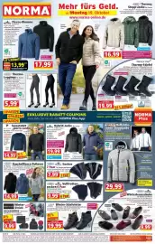 Norma Prospekt woche 43 Seite 1: ElleNor Thermo-Leggings für Damen €5,99, Kuschelfleece-Pullover ElleNor €14,99