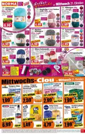 Norma Prospekt woche 43 Seite 11: Kuschelige 6-fach Socken-wolle Lumi €4,99, Tuc Bake Rolls €1,49