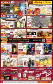 Norma Prospekt woche 43 Seite 2: I-GLOW LED-Kerze mit Schmelzeffekt €3,99, LED-Kristall-Kerzen 3er-Set €2,99