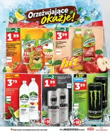 Topaz gazetka tydzień 42 Strona 43: Sok jabłko Tymbark 100% €3,99, Napój energetyczny Monster Energy Zero Sugar €3,99