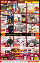 Norma Prospekt woche 43 Seite 2: LED-Deko-Bäumchen I-GLOW €9,99, Bella casa Filz-Dekoration €2,99