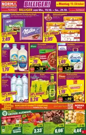 Norma Prospekt woche 43 Seite 9: Radler Citrus Ottakringer €8,28, Milka Nussini €2,49