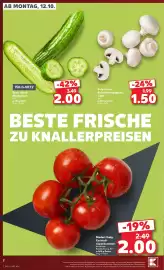 Kaufland Prospekt woche 42 Seite 2: Span./dtsch. Minigurken €2,00, Poln./dtsch. Kulturchampignons, weiß €1,50