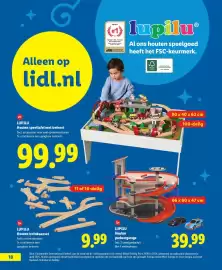 Lidl folder | Speelgoed Pagina 18: Lupilu Houten treinbaanset €9,99, Lupilu Houten parkeergarage €39,99