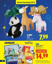 Lidl folder | Speelgoed Pagina 60: Pokémon of Minecraft dekbedovertrek €14,99, Lupilu Knuffel €7,99