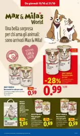Volantino Lidl settimana 42 Pagina 30: MILA'S WORLD Bocconcini in salsa per gatti €0,59