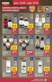 ALDI gazetka tydzień 42 Strona 33: Znicz Flakon Tęcza €29,99, Calix Wkład olejowy 144 h €8,49