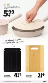 Catalogue Wibra page 7: Couvercles poêle silicone €5,99, Planche à décongeler €4,99