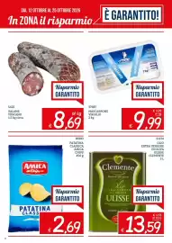 Volantino Zona Pagina 2: Olio extra vergine di oliva Ulisse Clemente €13,59, Amica Chips Patatina Classica €2,69