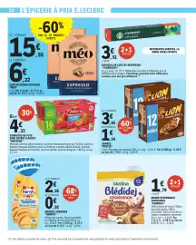 Catalogue E.Leclerc page 20: LION BARRES €5,39, STARBUCKS CAPSULES DE CAFÉ €3,52