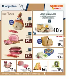 Volantino Spazio Conad Pagina 9: Prosciutto cotto Praga €14,90, Emmentaler svizzero €16,50