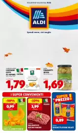Volantino ALDI settimana 43 Pagina 1: Il podere macinato di bovino magro €3,99, Zucca a cubetti €0,99