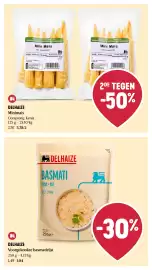 Delhaize folder week 42 Pagina 12: Mini Maïs €5,78, Delhaize voorgekookte basmatirijst €1,04