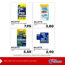 Volantino Iper Tosano settimana 42 Pagina 1: Gillette Skinguard usa e getta €3,80, Gillette Sensor3 cool €3,50