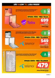Power reklamblad vecka 42 Sida 23: Telenor galaxy z flip7 fe €549,00, Telenor Galaxy S25 Edge 256 GB €479,00