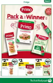 Woolworths catalogue week 42 Page 28: Primo Salami Sticks €3,90, Primo Stackers – From the Fridge €2,70