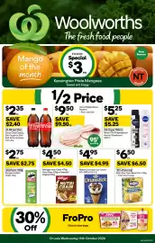 Woolworths catalogue week 42 Page 1: Hans Middle Bacon Rashes €9,50, Birds Eye Oven Bake Fish €6,50