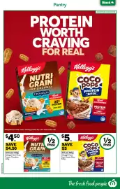 Woolworths catalogue week 42 Page 36: Kellogg's Coco Pops Protein Bites €5,00, Kellogg's Nutri-Grain Protein Cinnabon €4,50