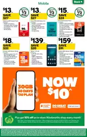 Woolworths catalogue week 42 Page 48: Telstra T-Pro 2 €139,00, Optus $40 SIM Starter Kit €13,00