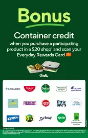 Woolworths catalogue week 42 Page 9: Bonus Container credit when you purchase a participating product in a $20 shop and scan
