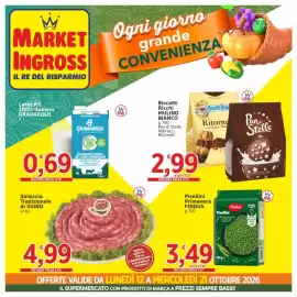 Volantino Market Ingross Pagina 1: Salsiccia Tradizionale di SUINO €4,99, Biscotti Ricchi Mulino Bianco €2,99
